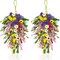 2Pcs Artificial Spring Swag Wreaths – 23.6" Teardrop Floral Swags with Daisies, Sunflowers & Lavender for Front Door, Porch, Wall & Window Decor